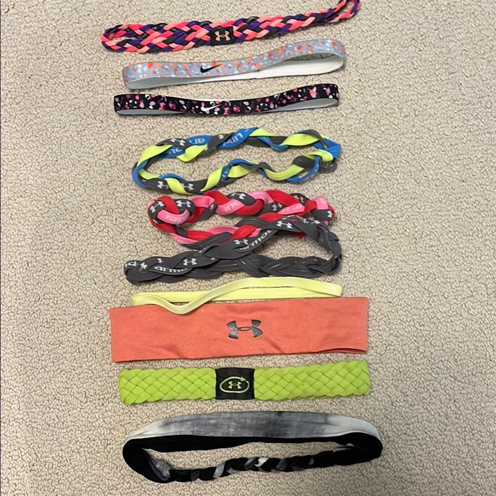 Nike and under Armour Hair Accessories Set.  Sport style headbands